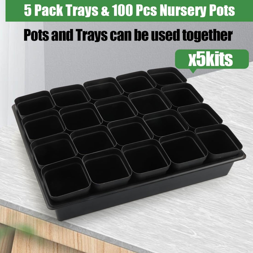 RooTrimmer top view tray with pots arranged for efficient seed starting