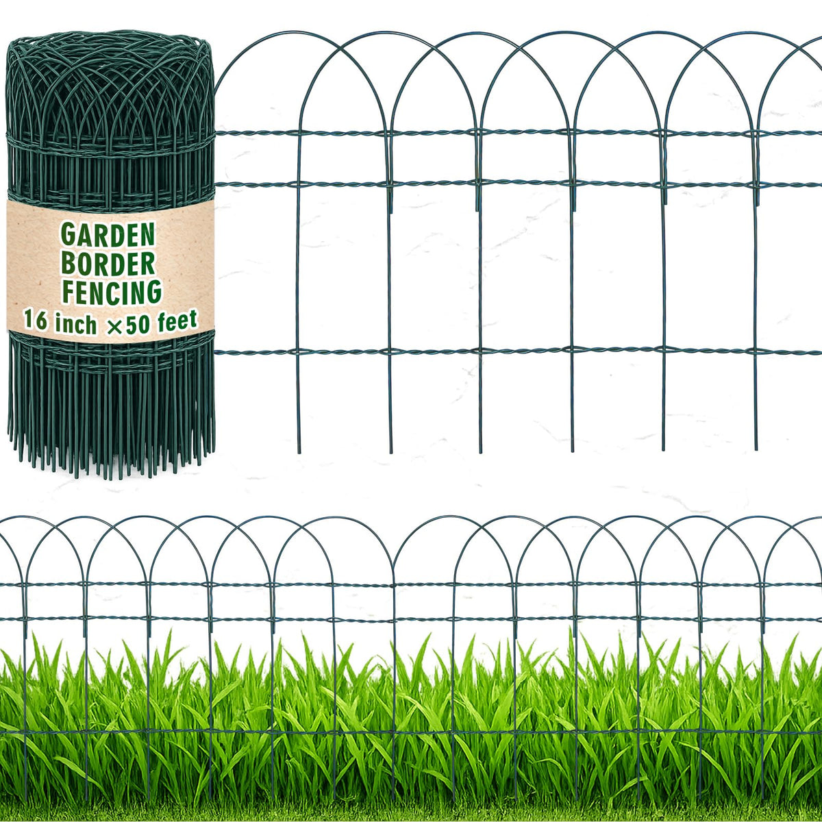Roowest front packaging view showing green garden border and dimensions