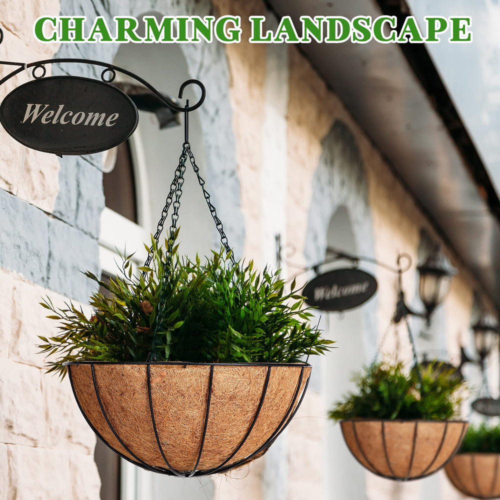 Roowest balcony scene with hung baskets creating layered greenery and space-saving decor
