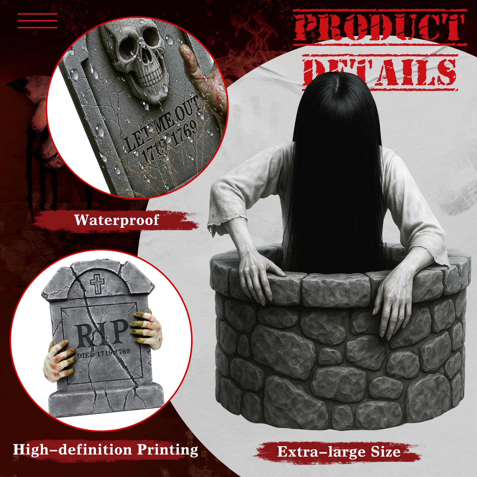 Roowest tombstone next to a foot showing true 27 inch scale