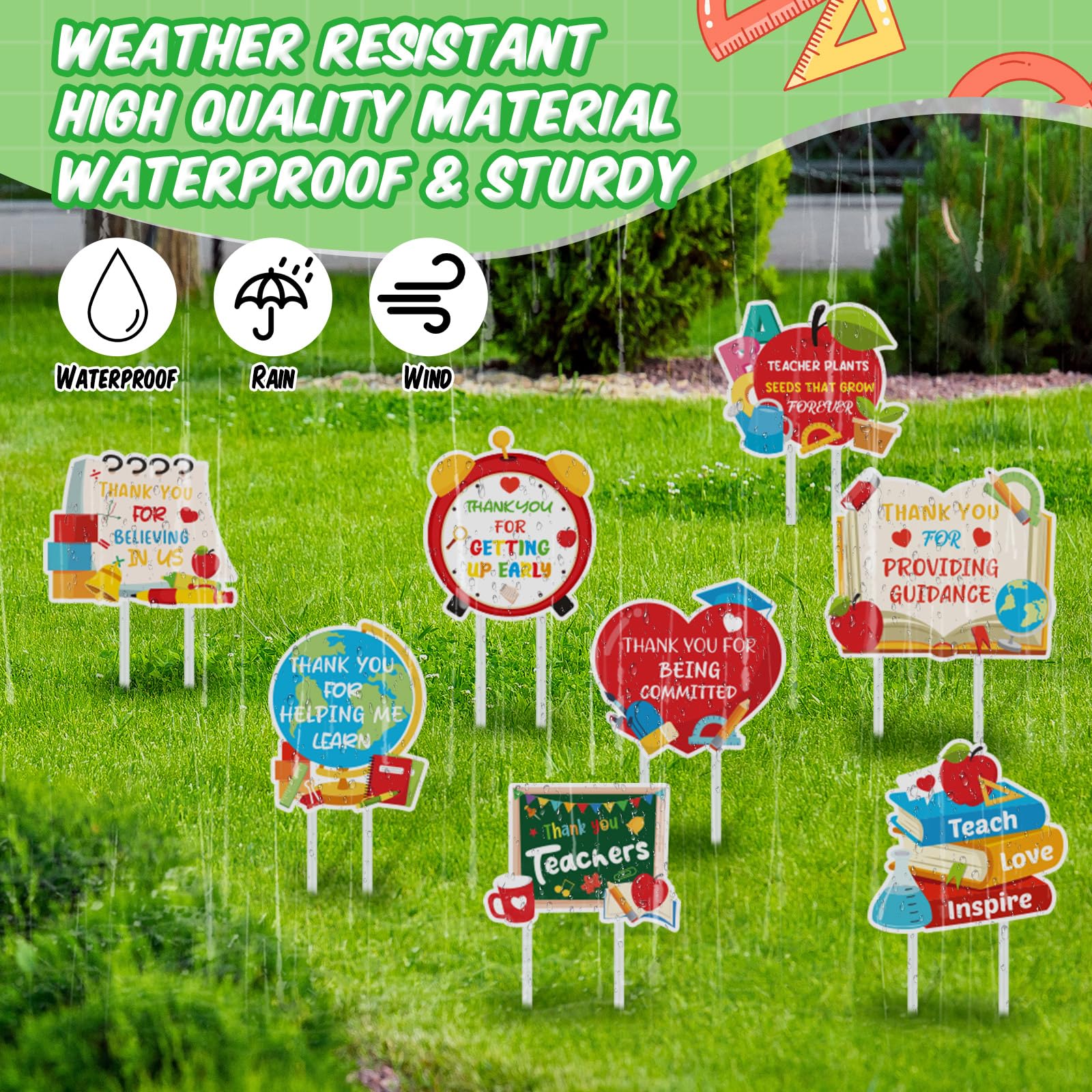 Roowest fiberglass stakes inserted into sign holes, stable outdoor display benefit