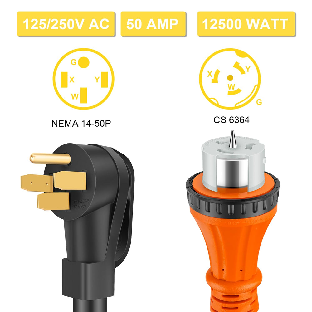 Rophor 50-foot generator cord coiled neatly for storage and portability benefit