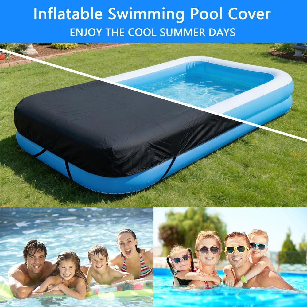 RORTUSAT inflated cover placed on pool demonstrating debris protection and easy install