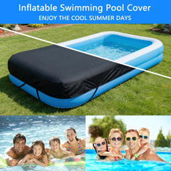 RORTUSAT inflated cover placed on pool demonstrating debris protection and easy install
