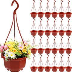 Roshtia front view of 24 brown hanging pots with hooks showing value