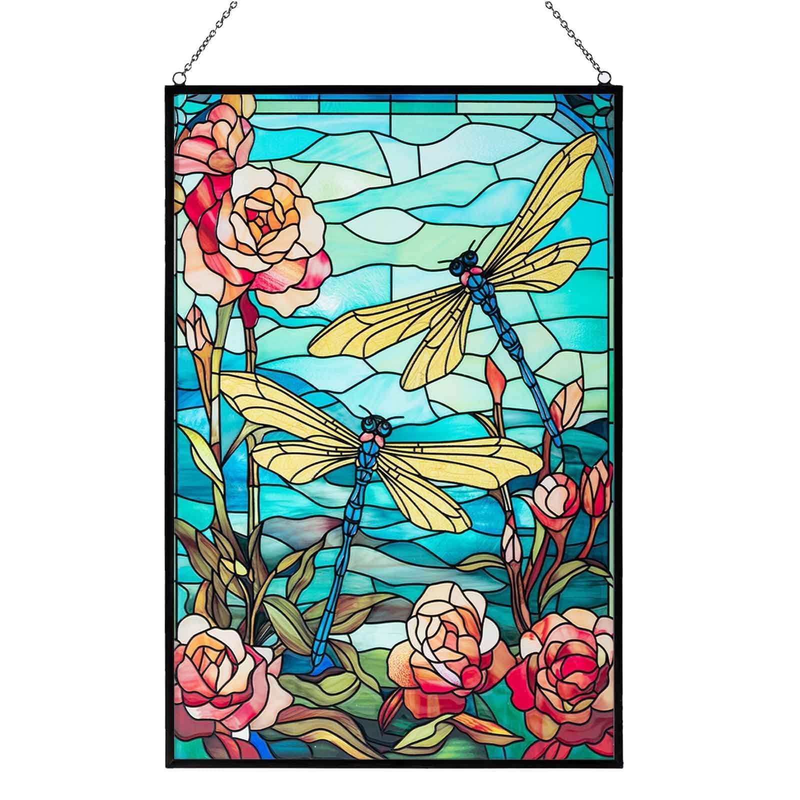 ROSNINIKA front view of dragonfly panel creates colorful room highlights