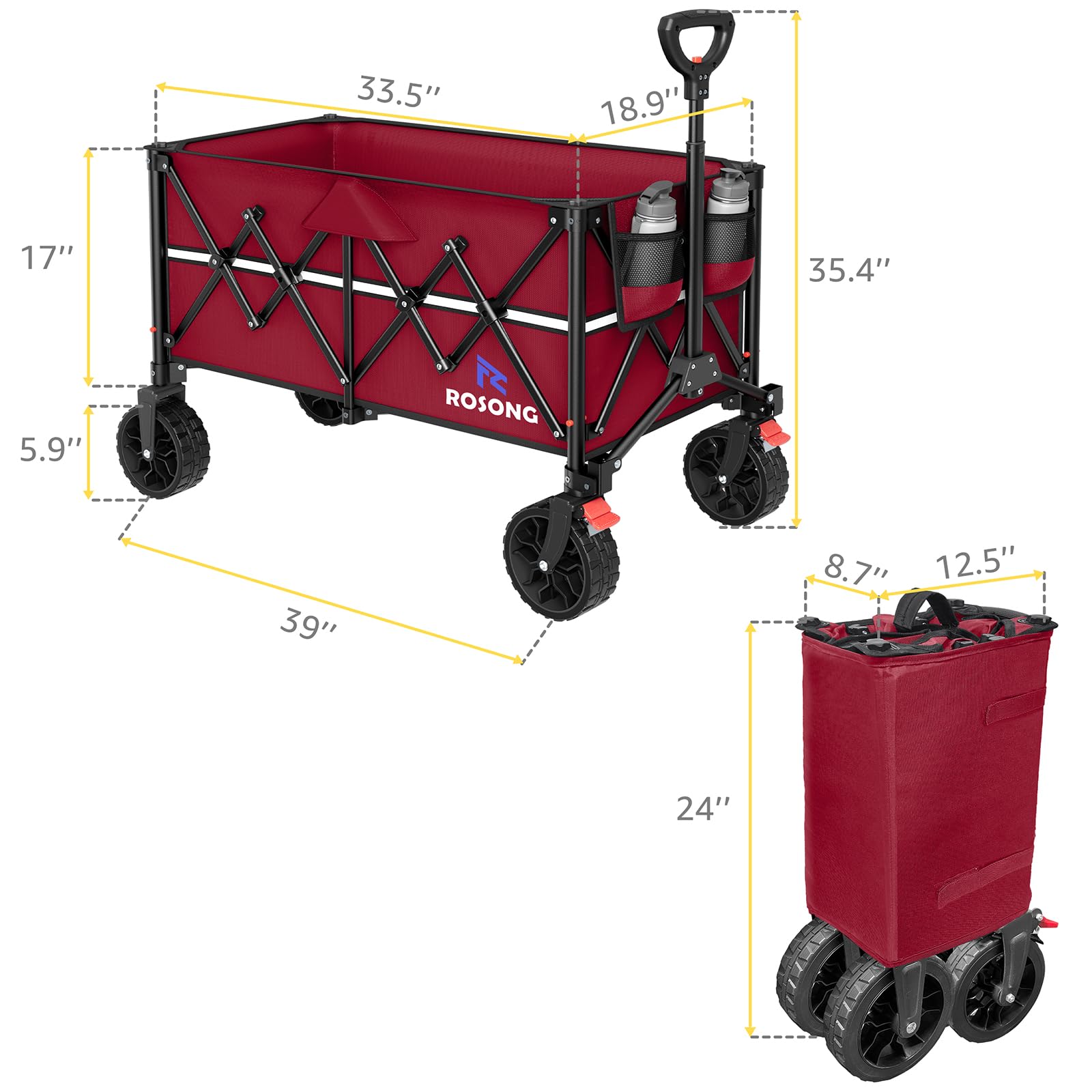 ROSONG collapsed flat in a car trunk highlighting compact storage benefit