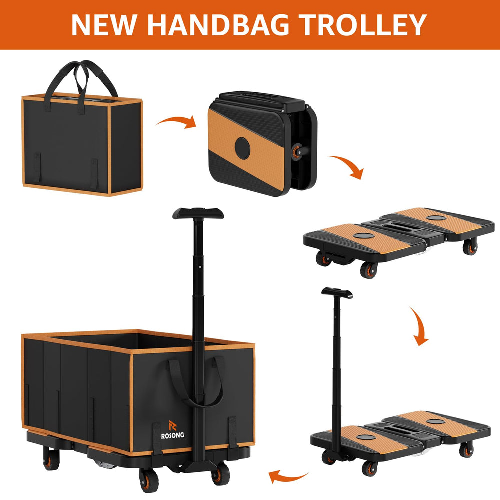 ROSONG flatbed dolly mode carrying heavy boxes for high load capacity