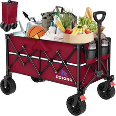 ROSONG front view of open wagon showing roomy 150L cargo space and easy access
