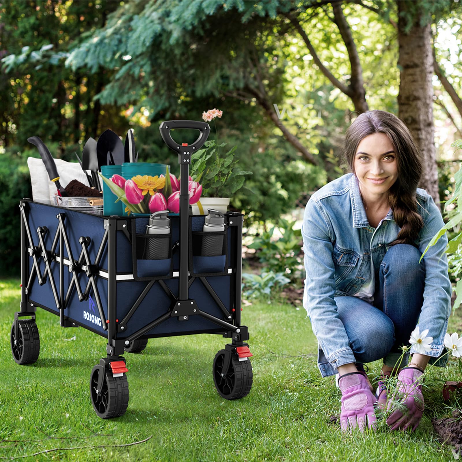 ROSONG wagon folded compact in car trunk for space-saving convenience