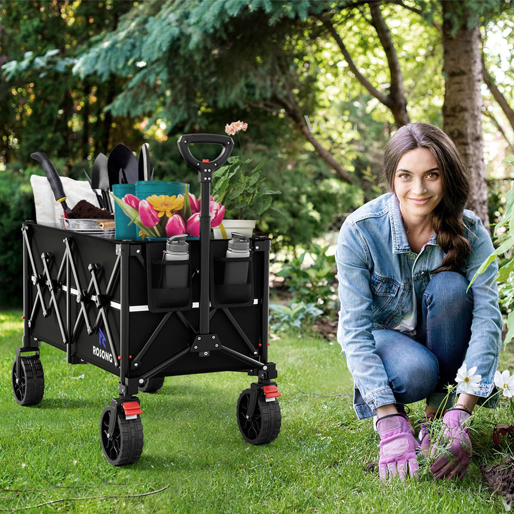 ROSONG folded compact profile fitting in a car trunk for convenient storage and travel