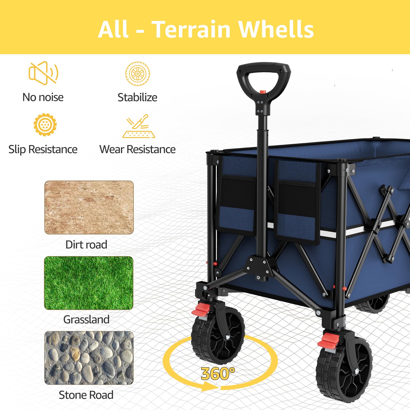 ROSONG wagon ergonomic extendable handle detail for comfortable pulling