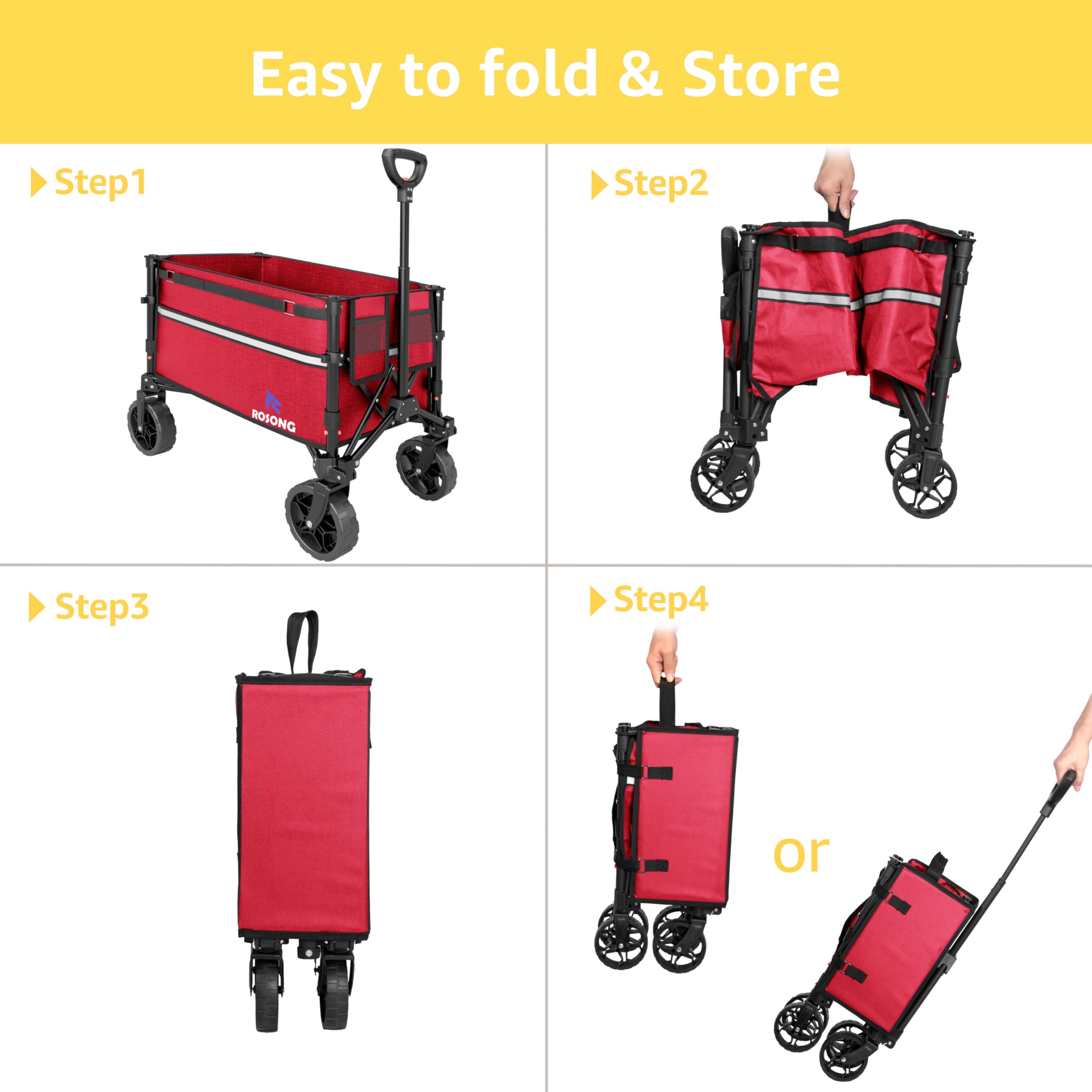 ROSONG wagon at campsite illustrating outdoor use and dependable gear hauling