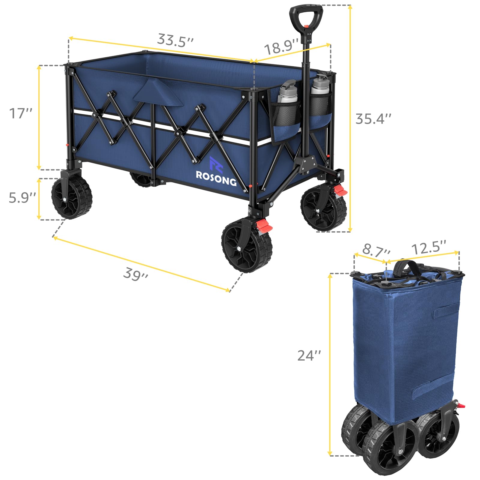 ROSONG wagon loaded with groceries demonstrating large 150L capacity
