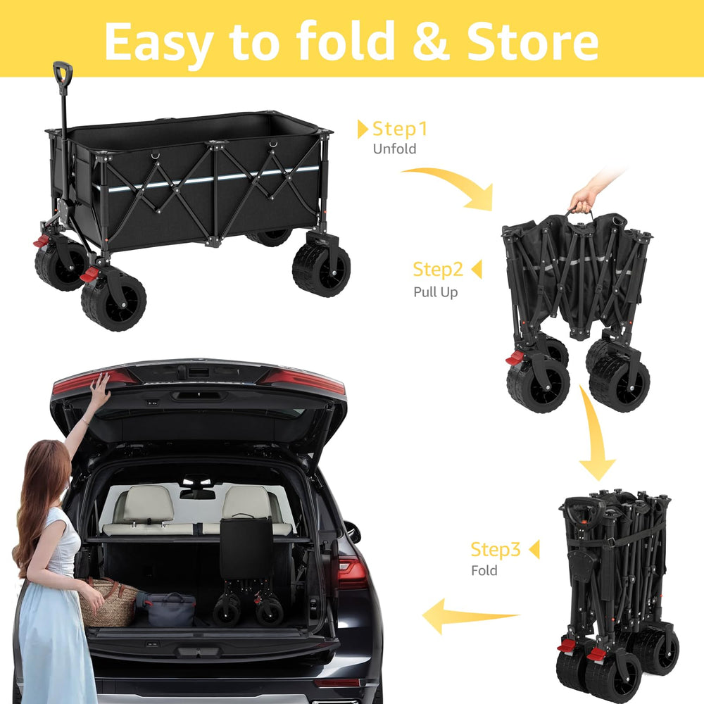 ROSONG wagon next to person demonstrating scale and ease of transport benefit