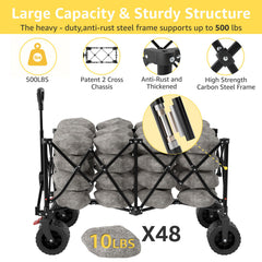 ROSONG large all-terrain wheel close-up for smooth rolling over rough ground benefit