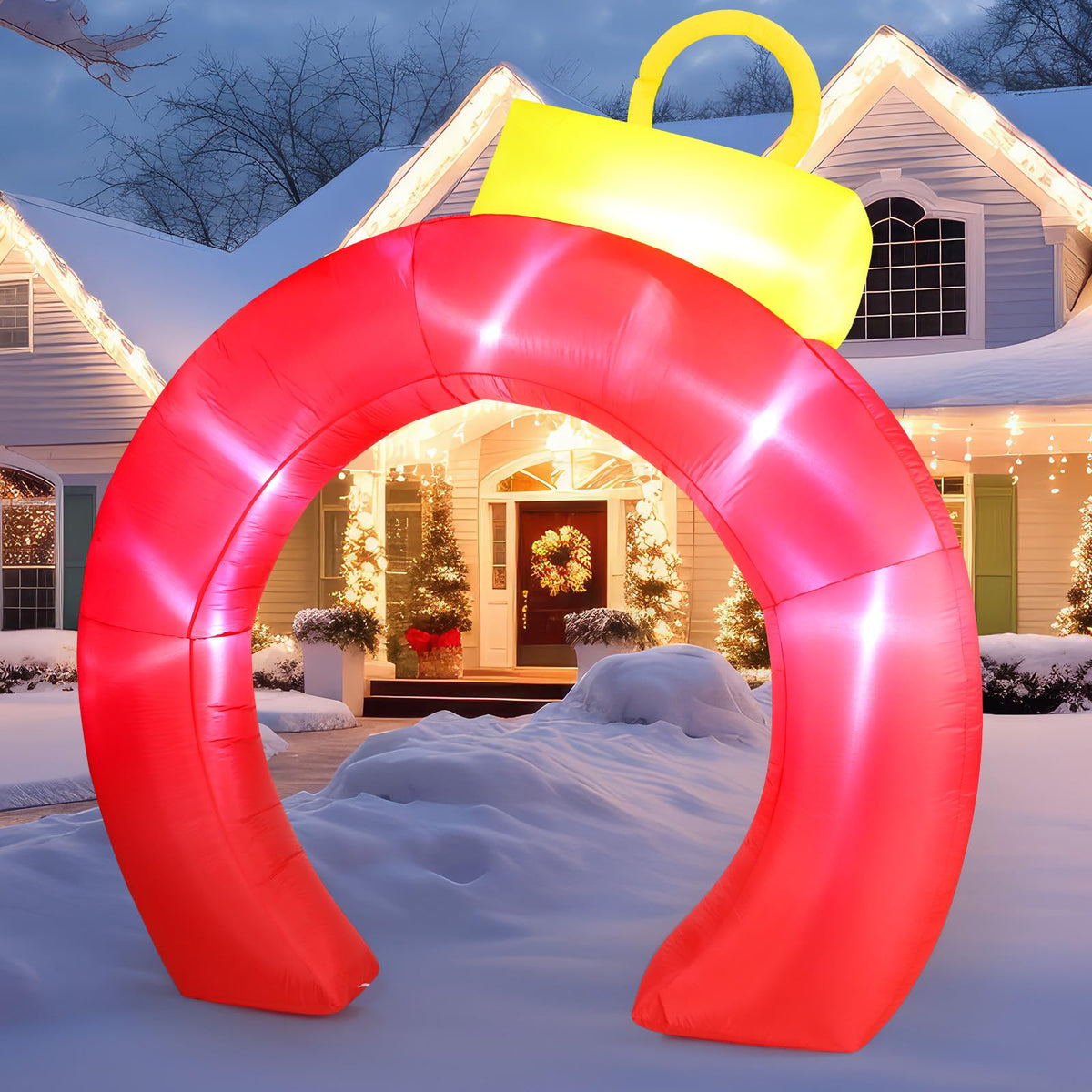 Rossesay front view of archway creating festive entrance and curb appeal