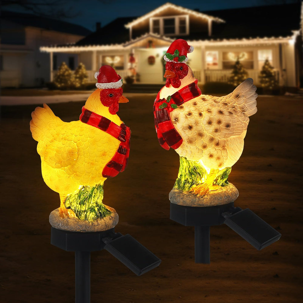 Rossesay chicken stake front view showing festive shape and stable base benefit curb appeal