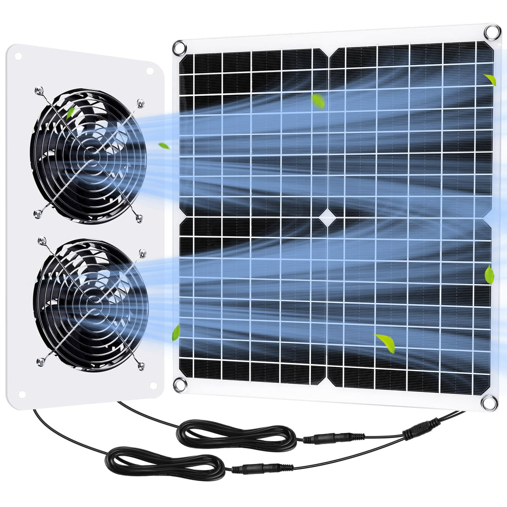 Rossesay front view showing solar panel and dual fans for efficient ventilation