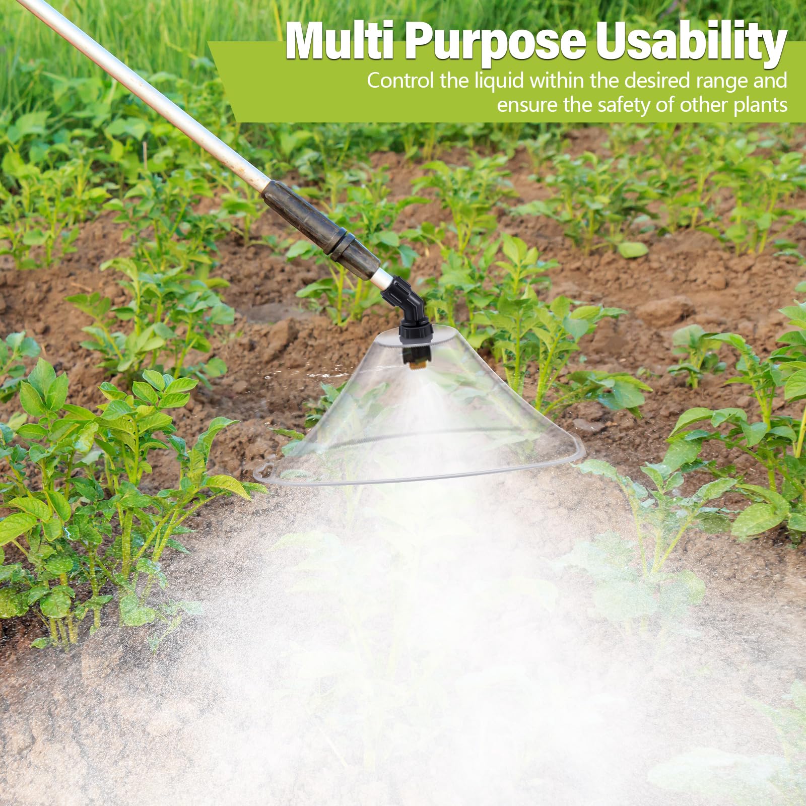 Rossesay installed on a backpack sprayer wand in use, promotes precise application