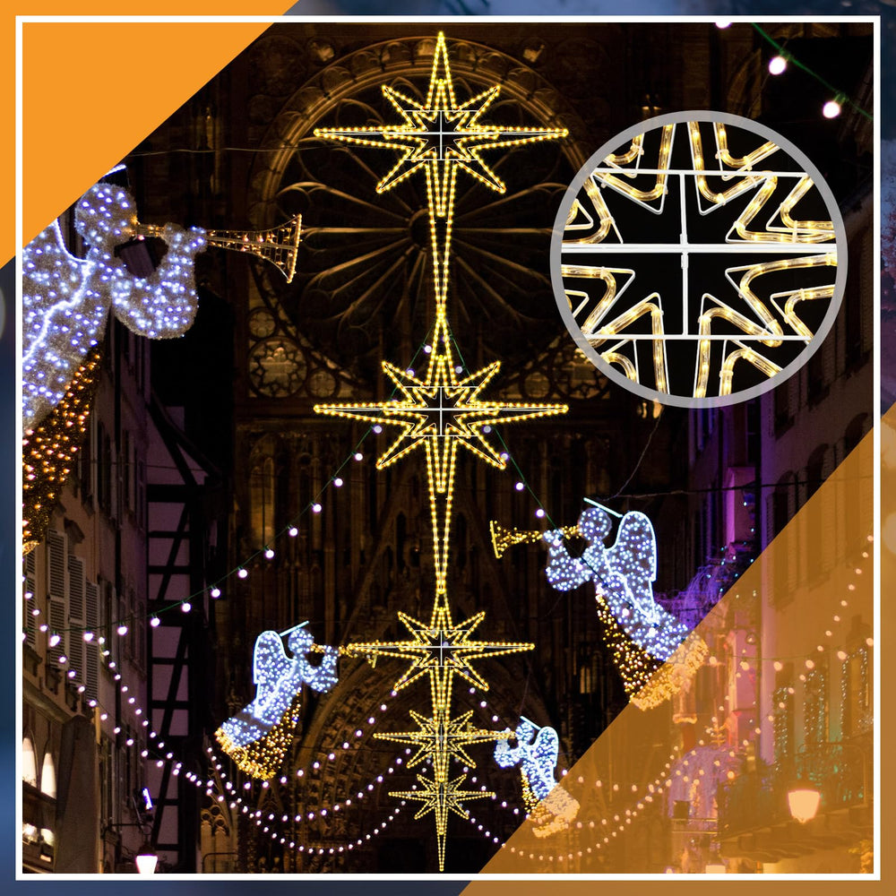 Rossesay lifestyle porch display with star adding welcoming holiday charm