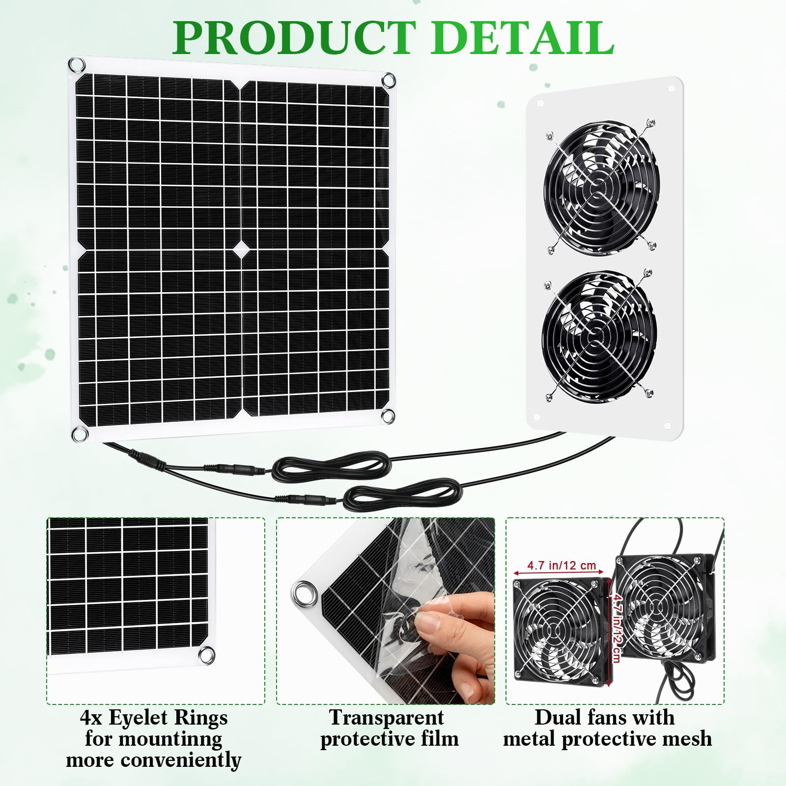 Rossesay solar panel mounted on roof producing power for daytime ventilation