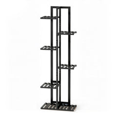 ROSSNY front view of black bamboo plant stand showing vertical display benefit