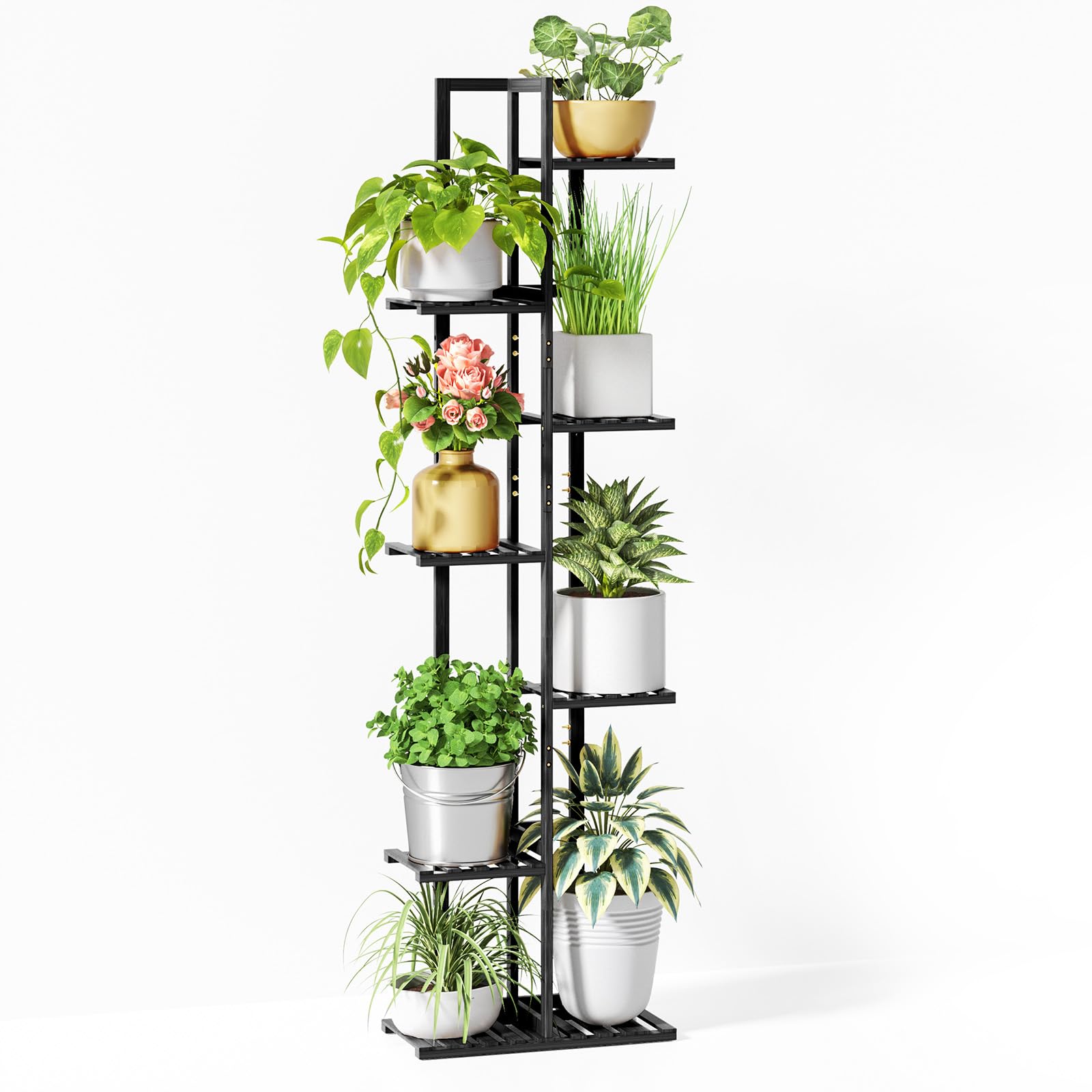 ROSSNY front view of full 7-tier stand showing compact vertical display benefits