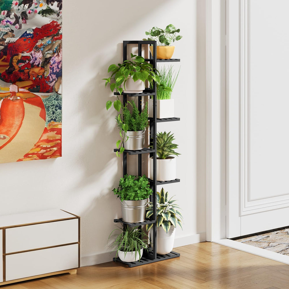 ROSSNY next to sofa showing scale and space-saving vertical design benefit