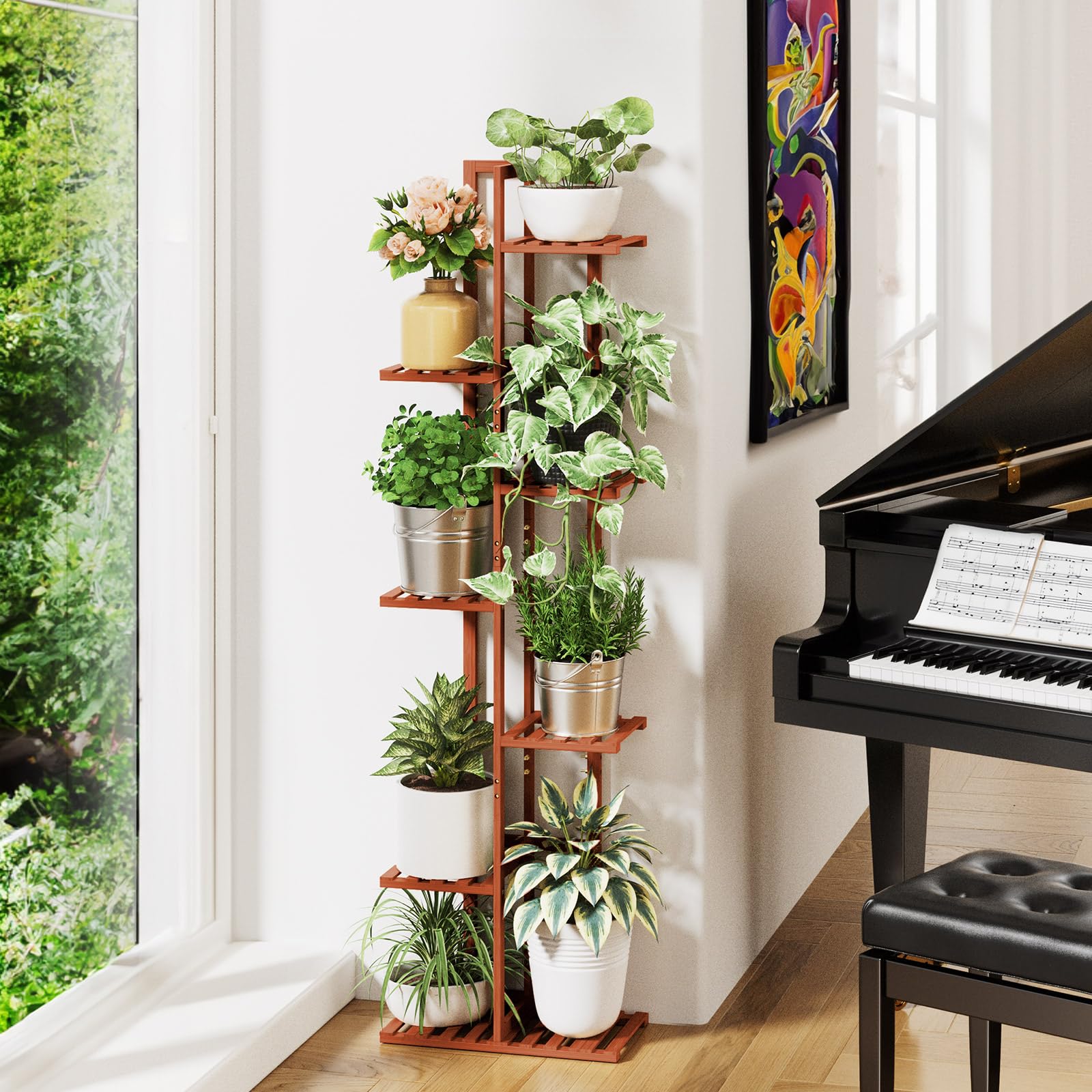 ROSSNY with eight potted plants to demonstrate capacity and layered visual interest benefit