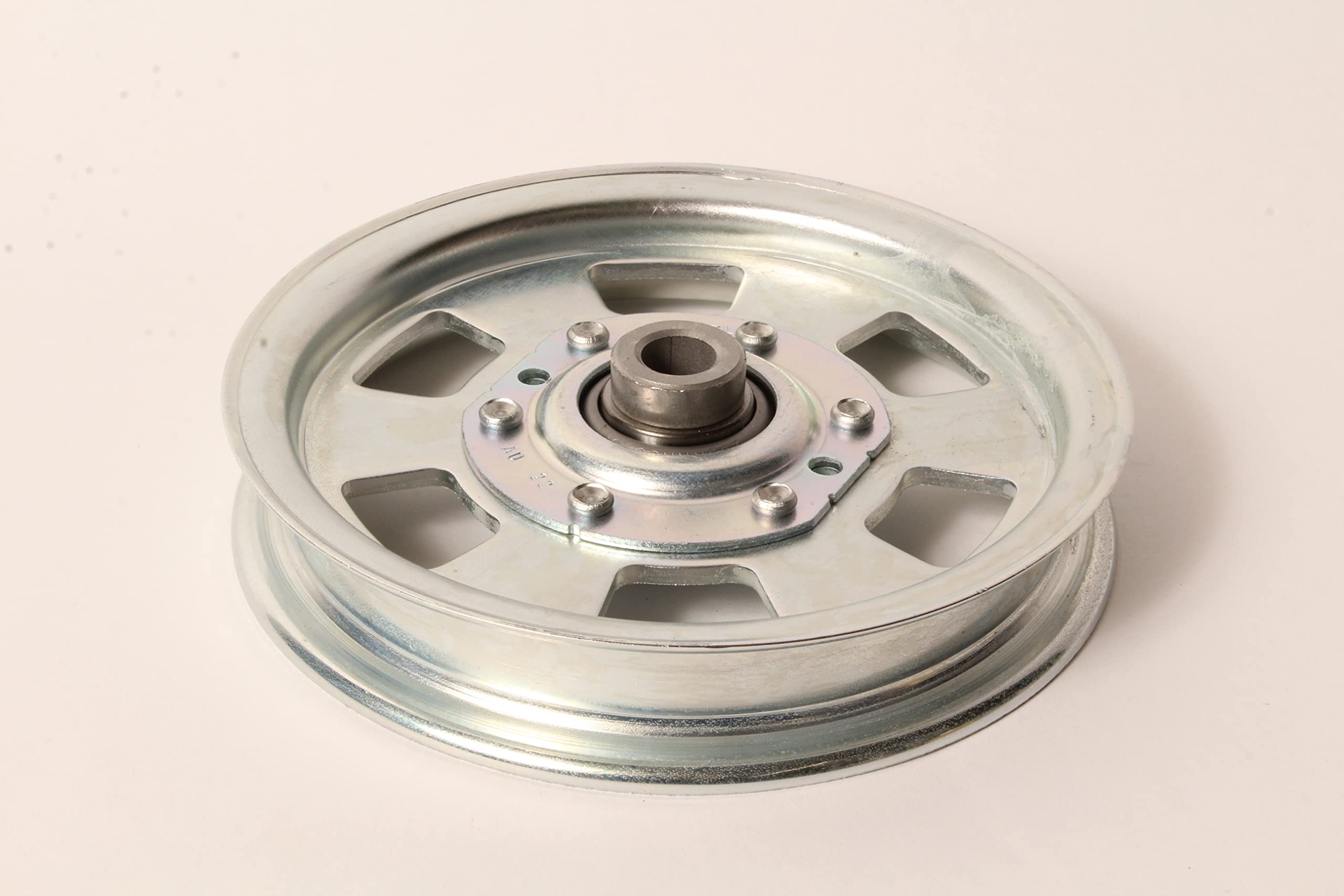 Rotary flat idler pulley front view showing fit and finish benefit