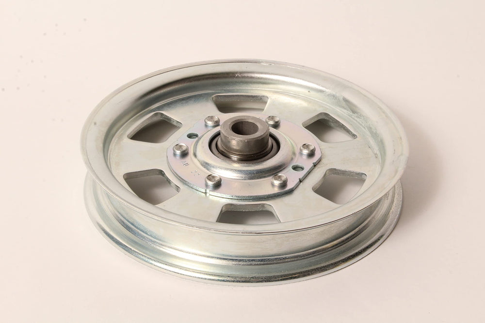Rotary flat idler pulley front view showing fit and finish benefit