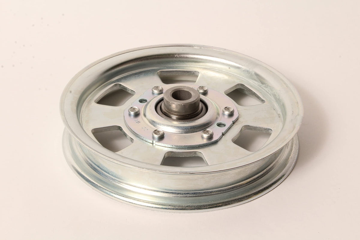 Rotary flat idler pulley front view showing fit and finish benefit