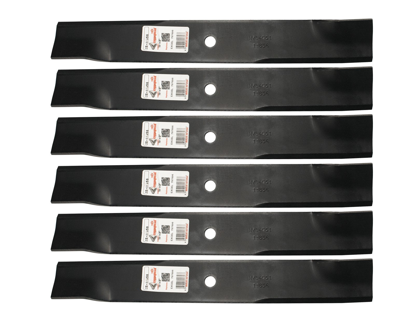 Rotary front view of six replacement blades showing full set and fit benefit