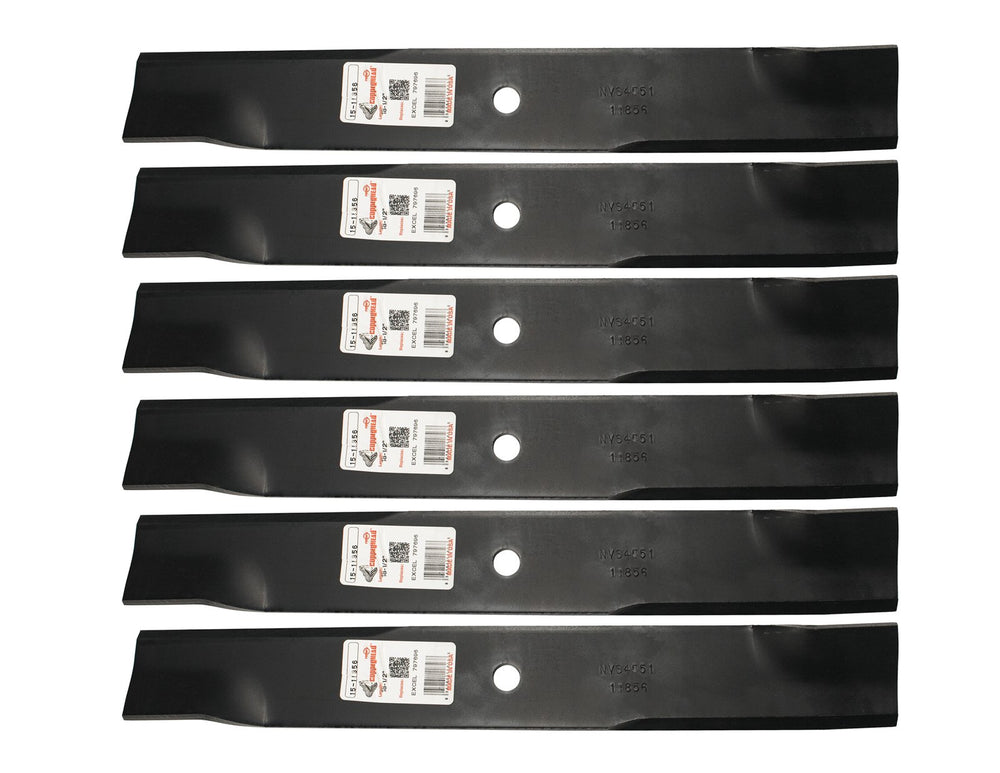 Rotary front view of six replacement blades showing full set and fit benefit
