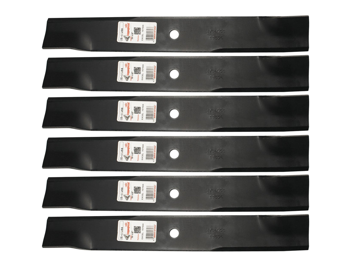 Rotary front view of six replacement blades showing full set and fit benefit