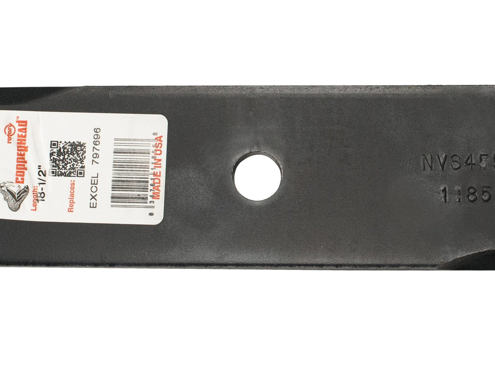Rotary blade beside ruler showing correct length and compatibility with Hustler decks