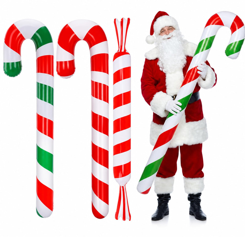 Rotatingpals front view of candy cane floats showing festive design and instant party impact