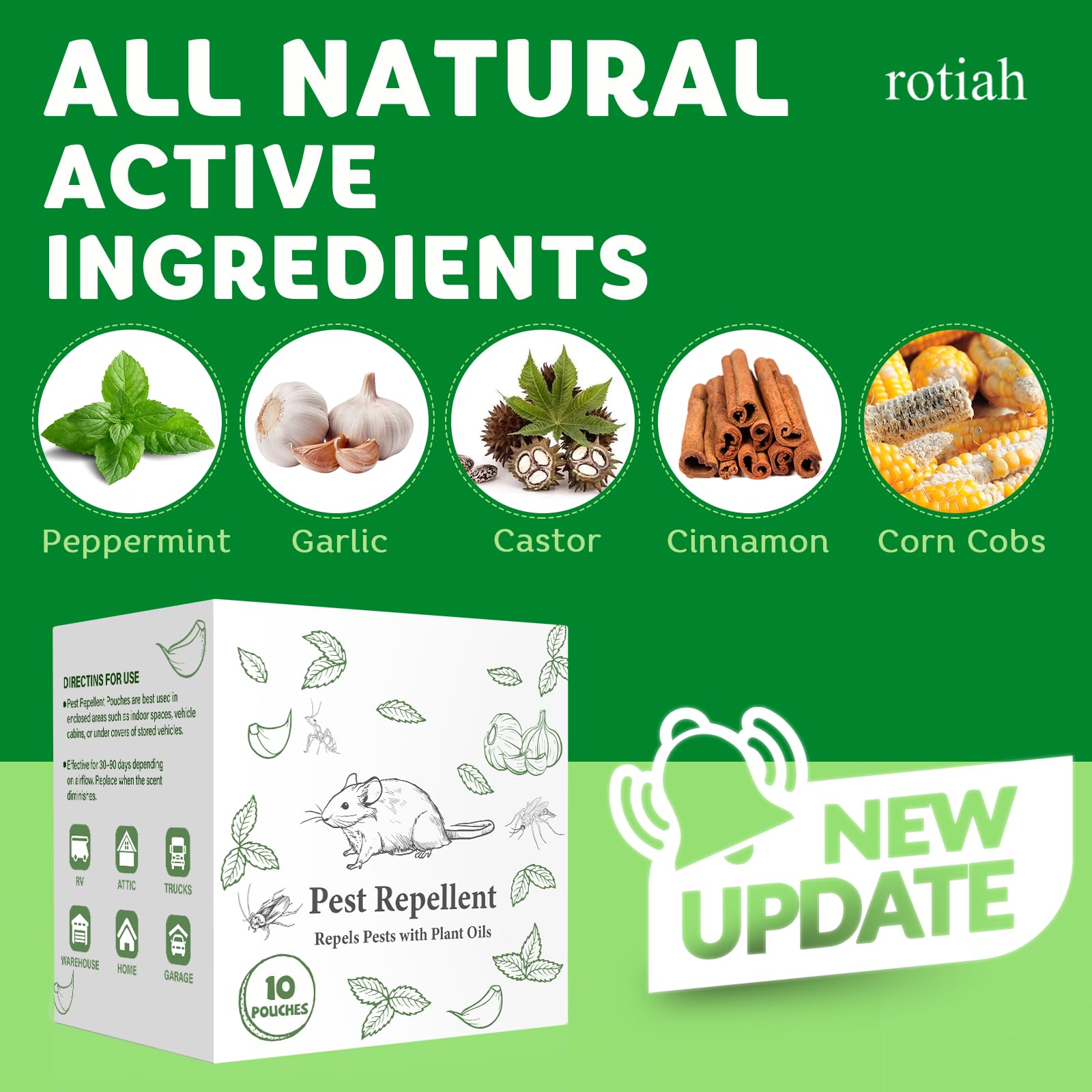 ROTIAH close-up of pouch texture and granules emphasizing strong mint scent