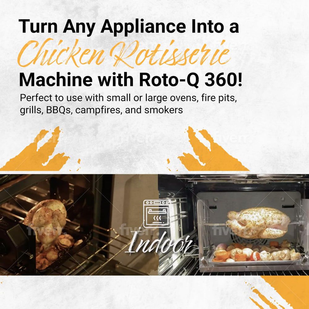 ROTO-Q 360 installed in charcoal grill illustrating even roasting benefit