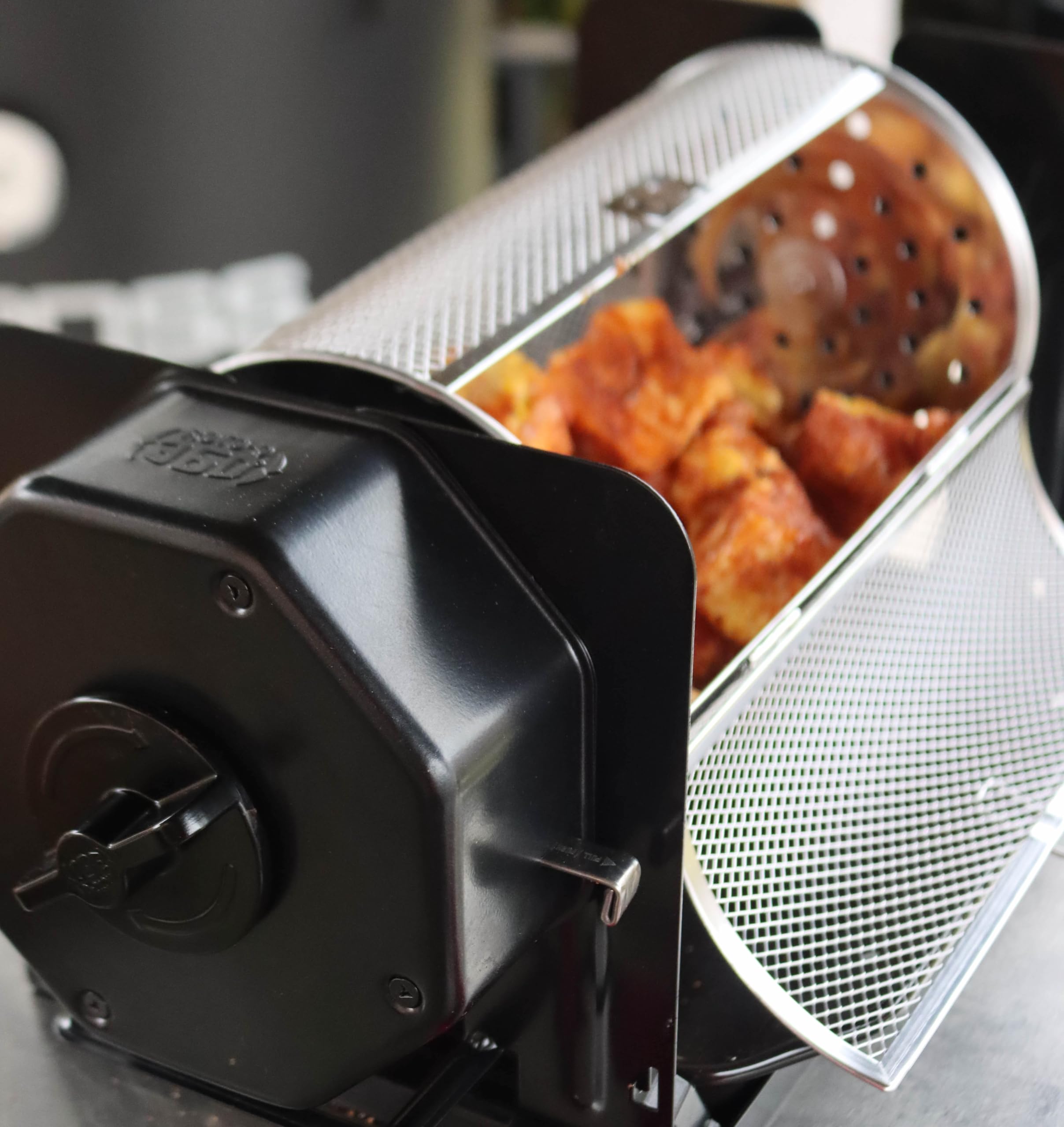 ROTO-Q 360 positioned inside kettle grill to show fit and scale benefit