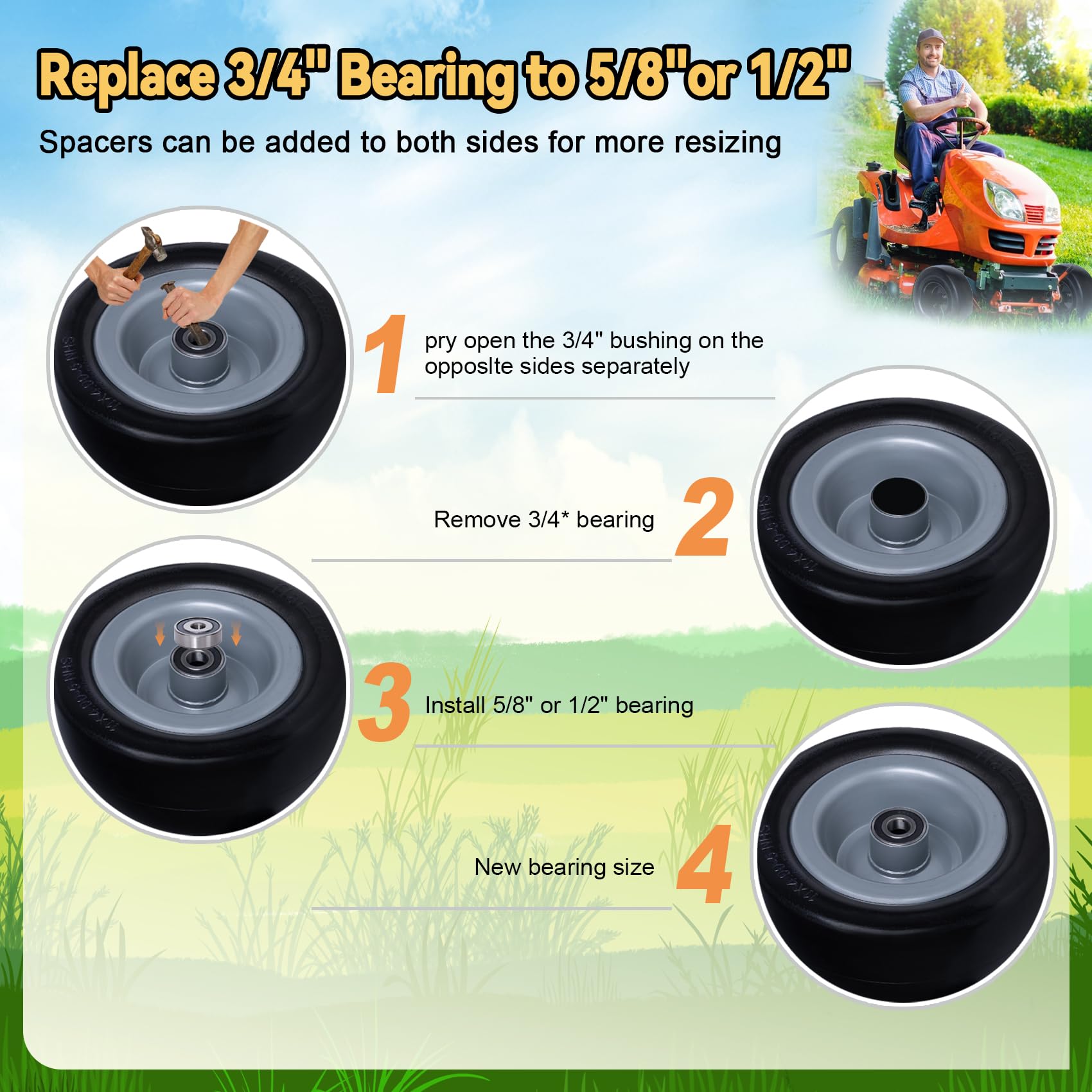 Roueoo upgraded bearing close-up showing sealed protection benefit