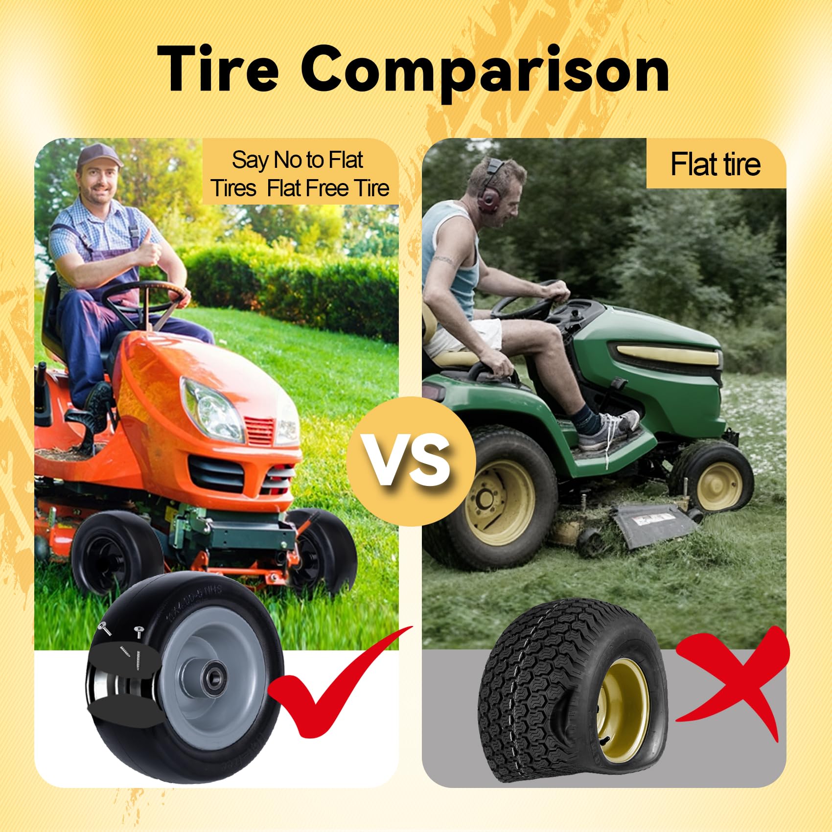 Roueoo tire installed on zero-turn mower mowing grass showing reliable performance benefit