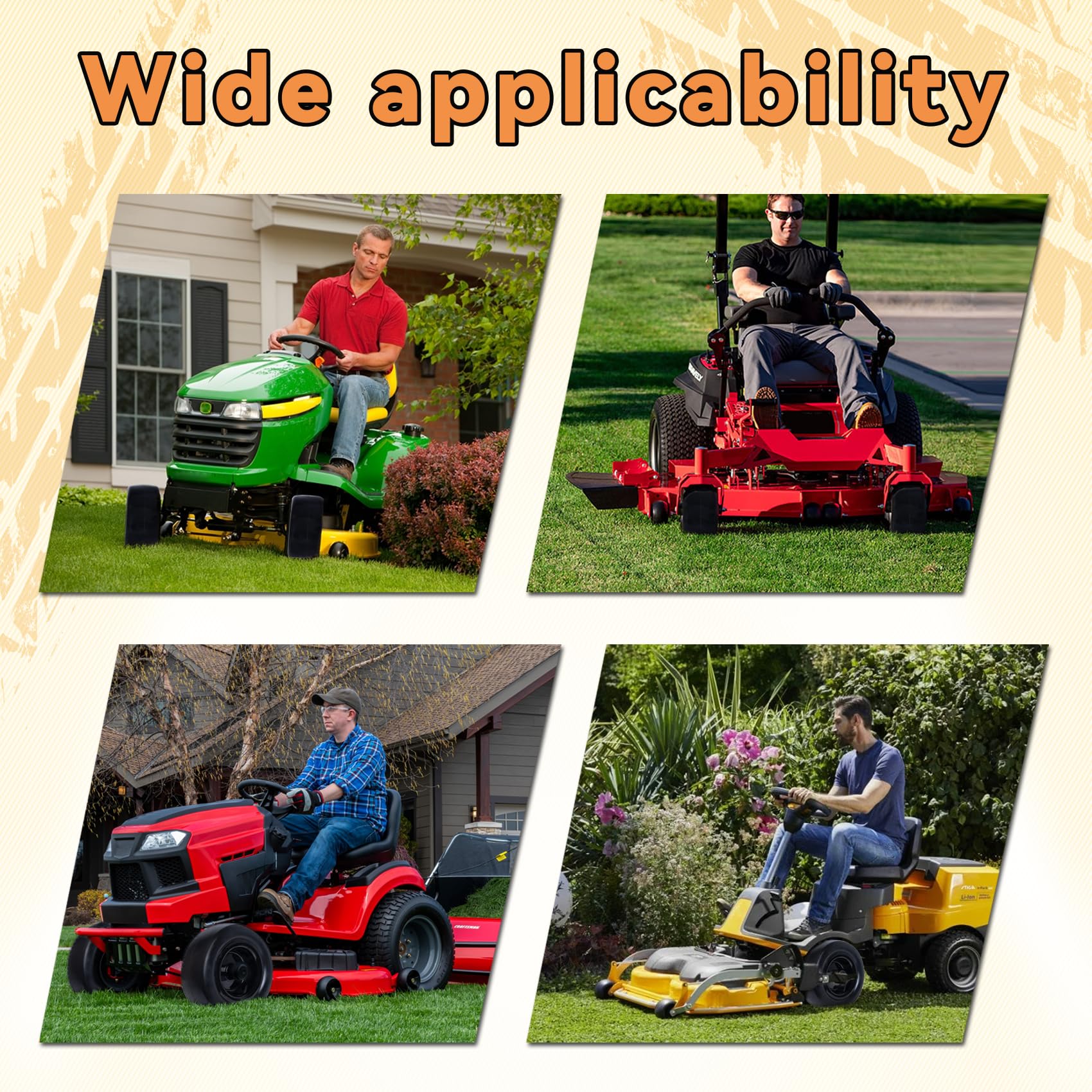 Roueoo tire in yard mowing scene showing stable handling and reduced downtime