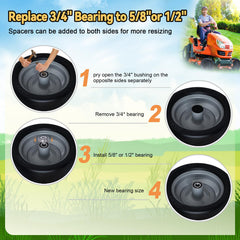 Roueoo wheel mounted on zero-turn mower demonstrating stable in-use performance