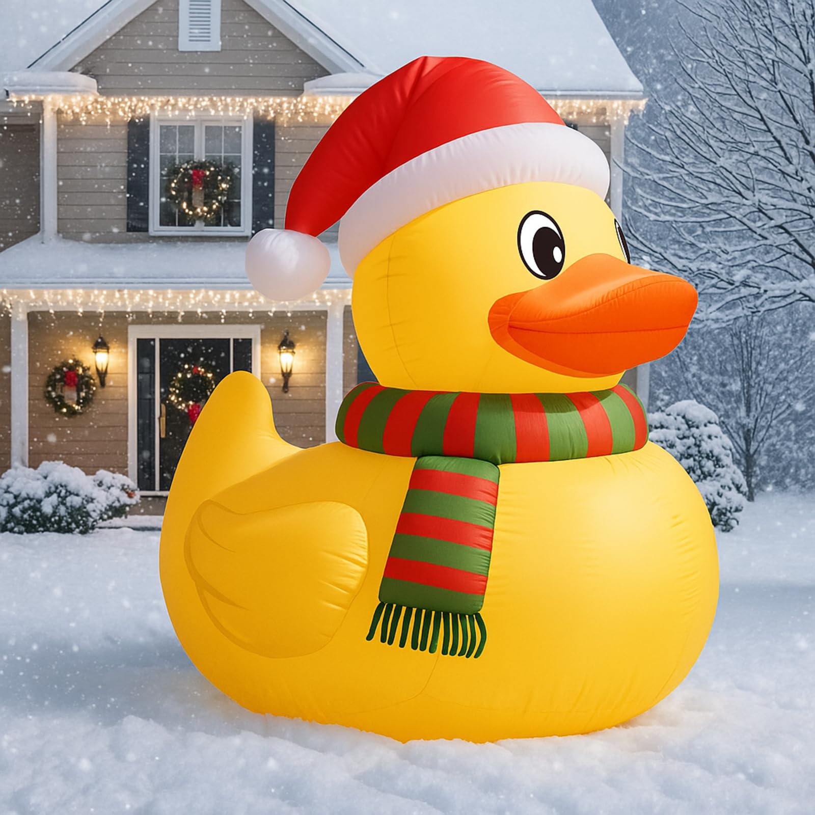 RoundFunny duck size comparison with person demonstrating the six-foot scale