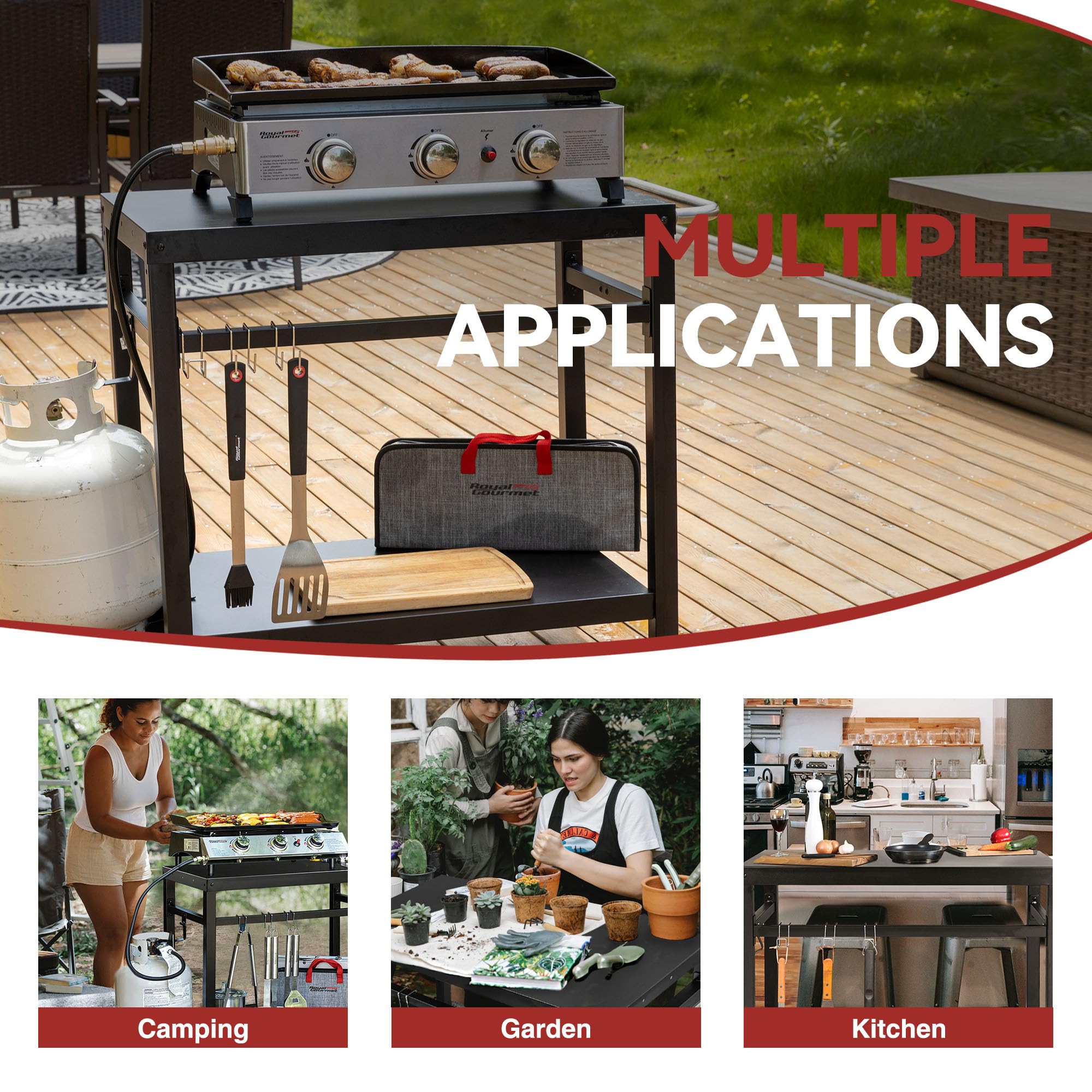 Royal Gourmet caster wheels and sturdy legs providing smooth mobility and stability