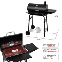 Royal Gourmet adjustable charcoal pan close-up for temperature control
