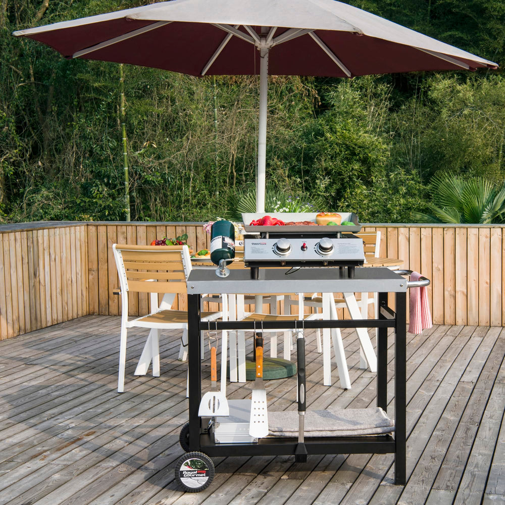 Royal Gourmet double shelves image showing spacious storage and organized gear