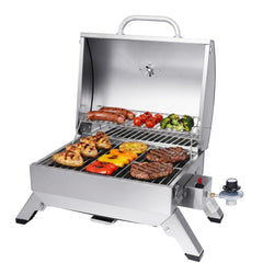 Royal Gourmet open lid revealing chrome grates and spacious cooking area benefit